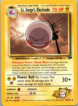 Pokemon TCG Lt Surges Electrode 52/132 Gym Challenge LP - Image 1
