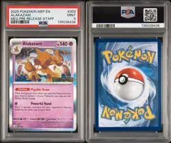 2025 POKEMON MEP PROMO MEGA EVOLUTION PRERELEASE-STAFF #003 ALAKAZAM PSA 9 - Image 3