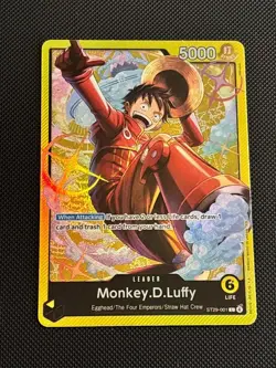 One Piece TCG ST29 Egghead Monkey.D.Luffy 001 Leader Gold Foil Promo - Image 1