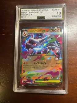 Mega Charizard x EX RR 013/080 Holo Pokemon Card Inferno AGS Gem Mint 10 - Image 1