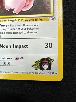 Pokemon TCG Erika’s Clefable Gym Hero’s Holo Rare #3 NM Half Swirl - Image 3