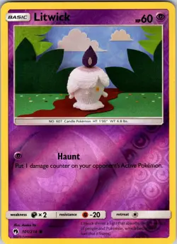 Litwick 101/214 SM - Lost Thunder Pokemon TCG NM Reverse Holo - Image 1