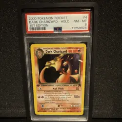 Pokemon TCG Dark Charizard Team Rocket 4/82 1st Edition Holo Rare PSA 8 - Image 1