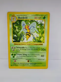 Pokemon TCG Beedrill Base Set 17/102 Shadowless Rare - Image 1