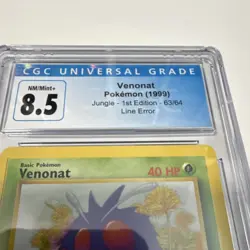 Venonat CGC 8.5 Jungle 1st Edition 63/64 Line Error Regular Pokemon Card - Image 4