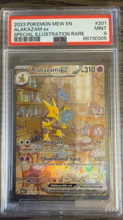 2023 POKEMON MEW EN-151 SPECIAL ILLUSTRATION RARE #201 ALAKAZAM EX PSA 9 - Image 1