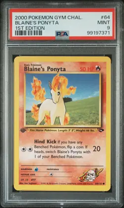 2000 POKEMON GYM CHALLENGE 1ST ED #64 BLAINE'S PONYTA PSA 9 - Image 1