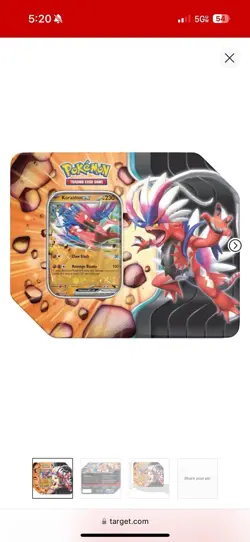 Pokemon Slashing Legends Factory Sealed Tin Koraidon ex 5 Packs - Image 1