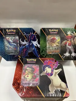 Lot of 3 Pokemon TCG Divergent Powers Tins 3 Hisuian V Foil Promo Evolving Skies - Image 1