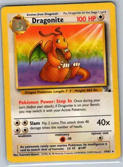 Dragonite 19/62 Non Holo Fossil - Pokemon Card - LP - Image 1