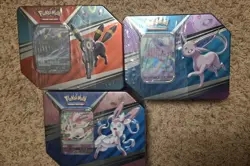 Pokemon TCG V Heroes Tin Set Sylveon Umbreon & Espeon Eeveelutions Sealed New - Image 1
