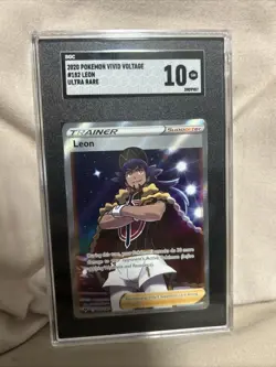 2020 Pokemon SWSH Vivid Voltage Leon #182/185 SGC 10 GEM MINT - Image 1