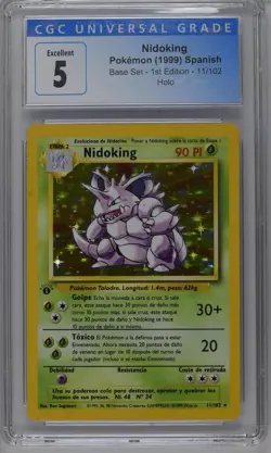 Nidoking Pokemon 1999 Spanish Base Set 1st Edition 11/102 Holo CGC 5 - Image 1