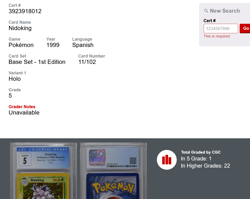 Nidoking Pokemon 1999 Spanish Base Set 1st Edition 11/102 Holo CGC 5 - Image 3