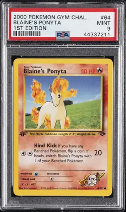 2000 POKEMON GYM CHALLENGE 1ST ED #64 BLAINE'S PONYTA PSA 9 - Image 1