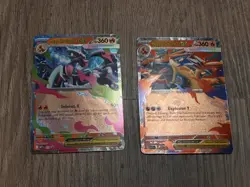 Mega Charizard X and Y EX Cards Holo English 029 & 030 Black Star Promo NM - Image 1