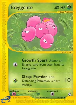 Exeggcute 76/147 Common Aquapolis Pokemon Card - Image 1