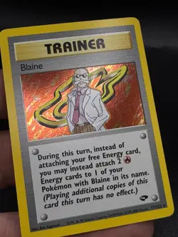 Pokemon TCG Blaine Trainer Gym Challenge Holo Card 17/132 Unlimited MP EM3 - Image 2