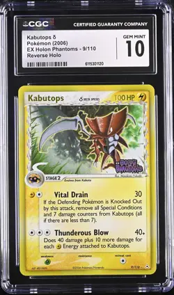CGC 10 Kabutops 2006 EX Holon Phantoms 9/110 Reverse Holo Stamped Pokemon Card - Image 1