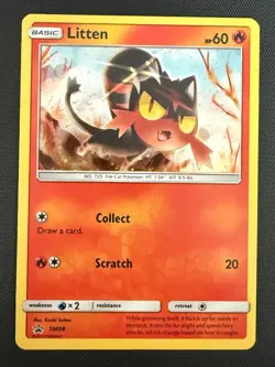 Pokemon Card Litten SM08 Holo Black Star Promo Sun & Moon Light Play - Image 1