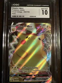 Pokemon 2020 Pikachu VMAX Vivid Voltage Card 044/185 CGC 10 Gem Mint - Image 1