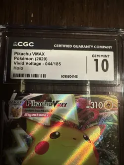 Pokemon 2020 Pikachu VMAX Vivid Voltage Card 044/185 CGC 10 Gem Mint - Image 3
