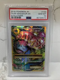 2016 POKEMON XY EVOLUTIONS #100 M VENUSAUR EX FA PSA 10 - Image 1