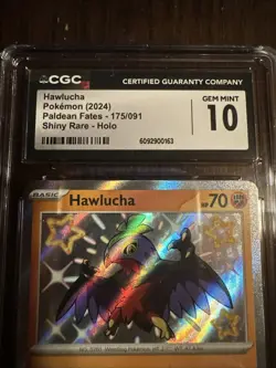Pokemon TCG Hawlucha 175/091 Paldean Fates 2024 NM Shiny Holo Rare CGC 10 - Image 3