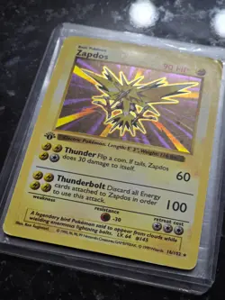 Pokemon Zapdos 1st Edition Base Set Shadowless Holo Rare 16/102 1999 - Image 3