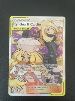 Pokemon TCG Cynthia & Caitlin Tag Team Cosmic Eclipse Full Art 228/236 - Image 1