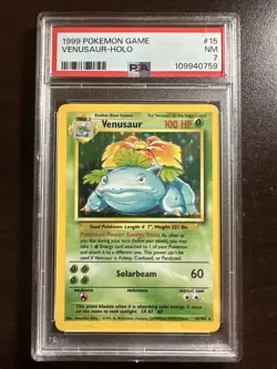 Venusaur 15/102 Holo Rare Pokemon TCG Base Set PSA 7 NM - Image 1