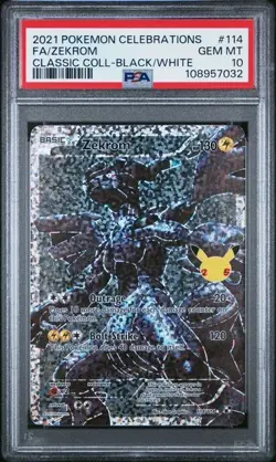 2021 POKEMON CELEBRATIONS CLASSIC #114 FA/ZEKROM CLASSIC COLL-BLACK/WHITE PSA 10 - Image 1