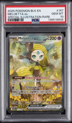 2025 POKEMON BLK EN-BLACK BOLT SPECIAL ILLUSTRATION RARE #167 MELOETTA EX PSA 10 - Image 1