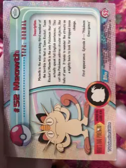 Meowth Holo Blue Logo Topps Pokemon Card LP - Image 2