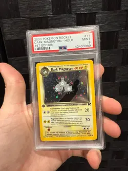 PSA 9 2000 Pokemon Team Rocket 1ST EDITION DARK MAGNETON 11/82 Holo Rare - Image 1
