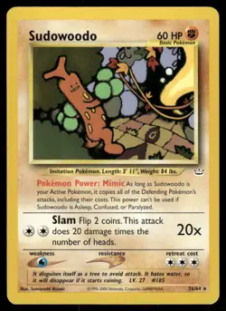 Pokemon Cards Sudowoodo 26/64 UNLIMITED Neo Revelation WOTC Rare NM - Image 1