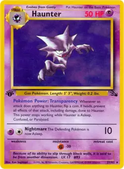Pokemon TCG - Haunter - 21/62 - 1st Edition - Fossil Unlimited [Lightly Played] - Image 1