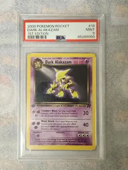 2000 WOTC Pokemon Team Rocket 1st First Edition #18 Dark Alakazam PSA 9 MINT - Image 1