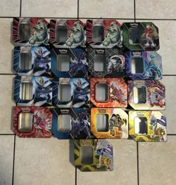 Huge lot of 17 empty Pokemon tins FAST SHIPPING - Image 1