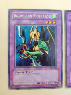 2x Yugioh! Dragoness the Wicked Knight LOB-086 Rare LP/MP - Image 2