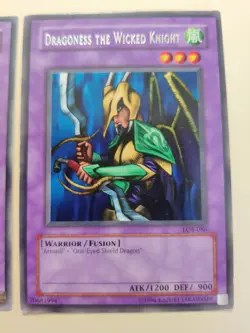 2x Yugioh! Dragoness the Wicked Knight LOB-086 Rare LP/MP - Image 3