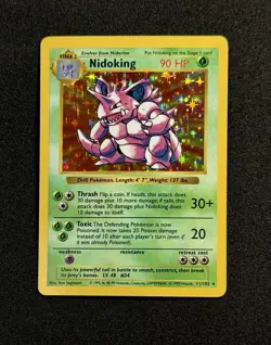 Pokemon Nidoking TCG Base Set Holo Shadowless Rare Card 11/102 - Image 1
