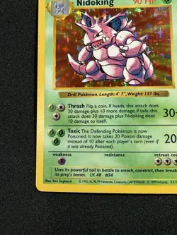 Pokemon Nidoking TCG Base Set Holo Shadowless Rare Card 11/102 - Image 4