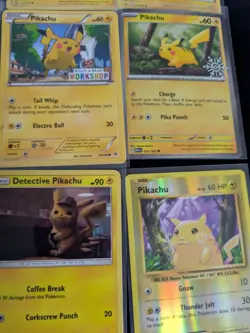9 Pikachu pokemon cards normal, reverse holo, and holo card with stamps - Image 4