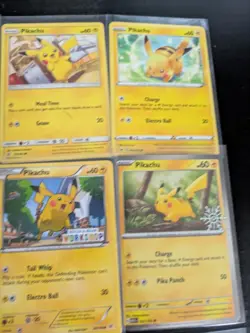 9 Pikachu pokemon cards normal, reverse holo, and holo card with stamps - Image 5
