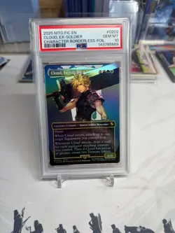 Final Fantasy Cloud Ex-SOLDIER FOIL Borderless Card #202 MTG PSA 10 FIC - Image 1