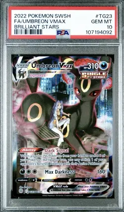 PSA 10 Umbreon VMAX TG23/TG30 Brilliant Stars FA Pokemon Card Trainer Gallery - Image 1