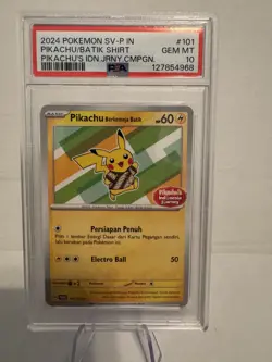 2024 Pokemon SV-P Pikachu Indonesia Batik Shirt #101 PSA 10 Gem MINT - Image 1
