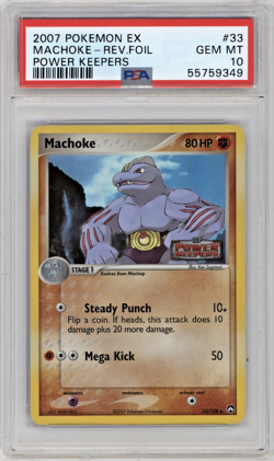 2007 Pokemon EX Machoke Power Keepers - Reverse Holo 33/108 PSA 10 (LOW POP 9) - Image 1