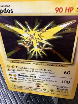 Zapdos Base Set Holo 16/102 – WOTC Vintage Pokemon Card – MP - Image 2